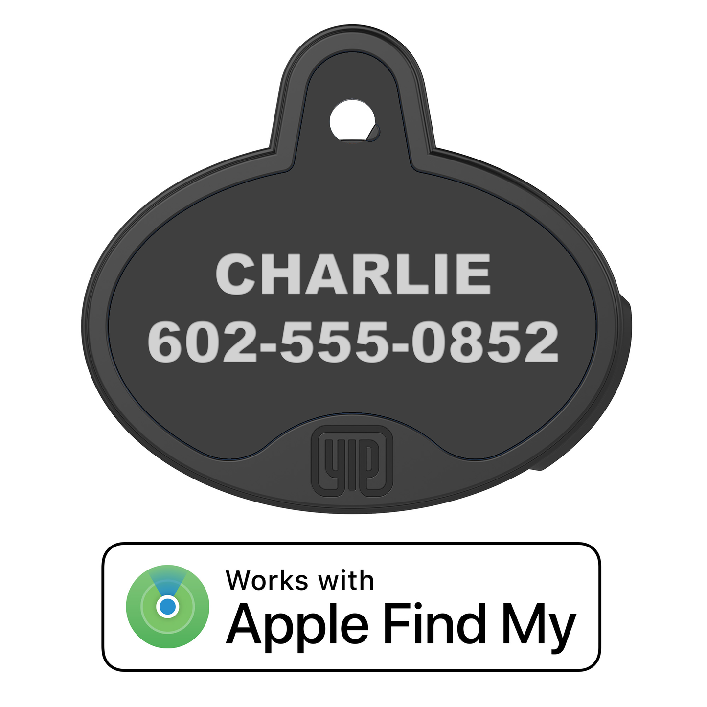 YIP Smart Tag - Works with Apple Find My, Oval, Black