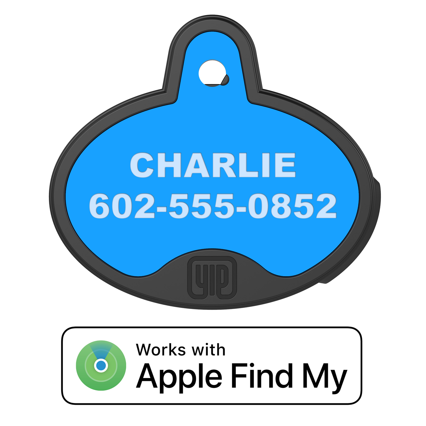 YIP Smart Tag - Works with Apple Find My, Oval, Blue