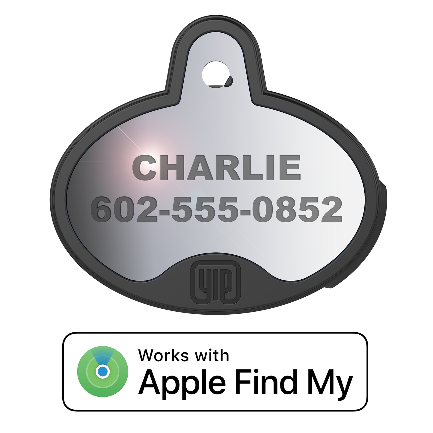 YIP Smart Tag - Works with Apple Find My, Oval, Chrome