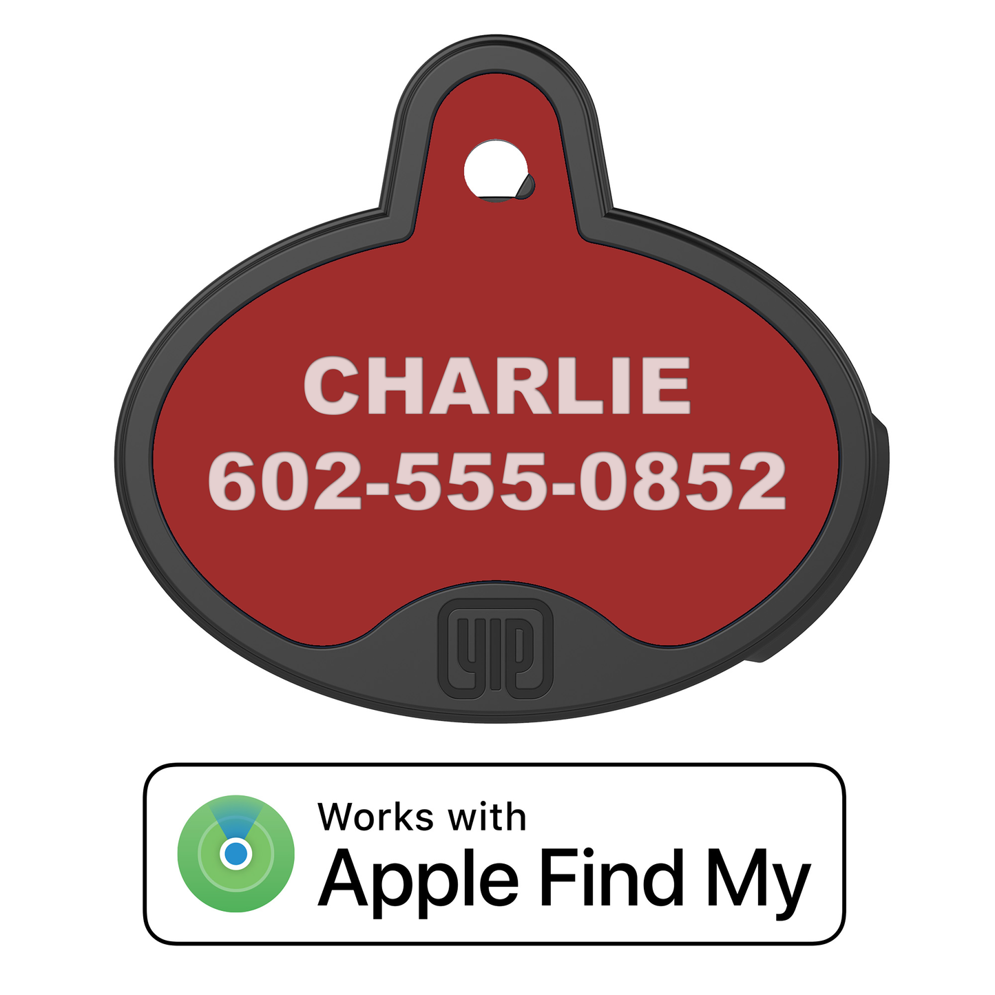 YIP Smart Tag - Works with Apple Find My, Oval, Red